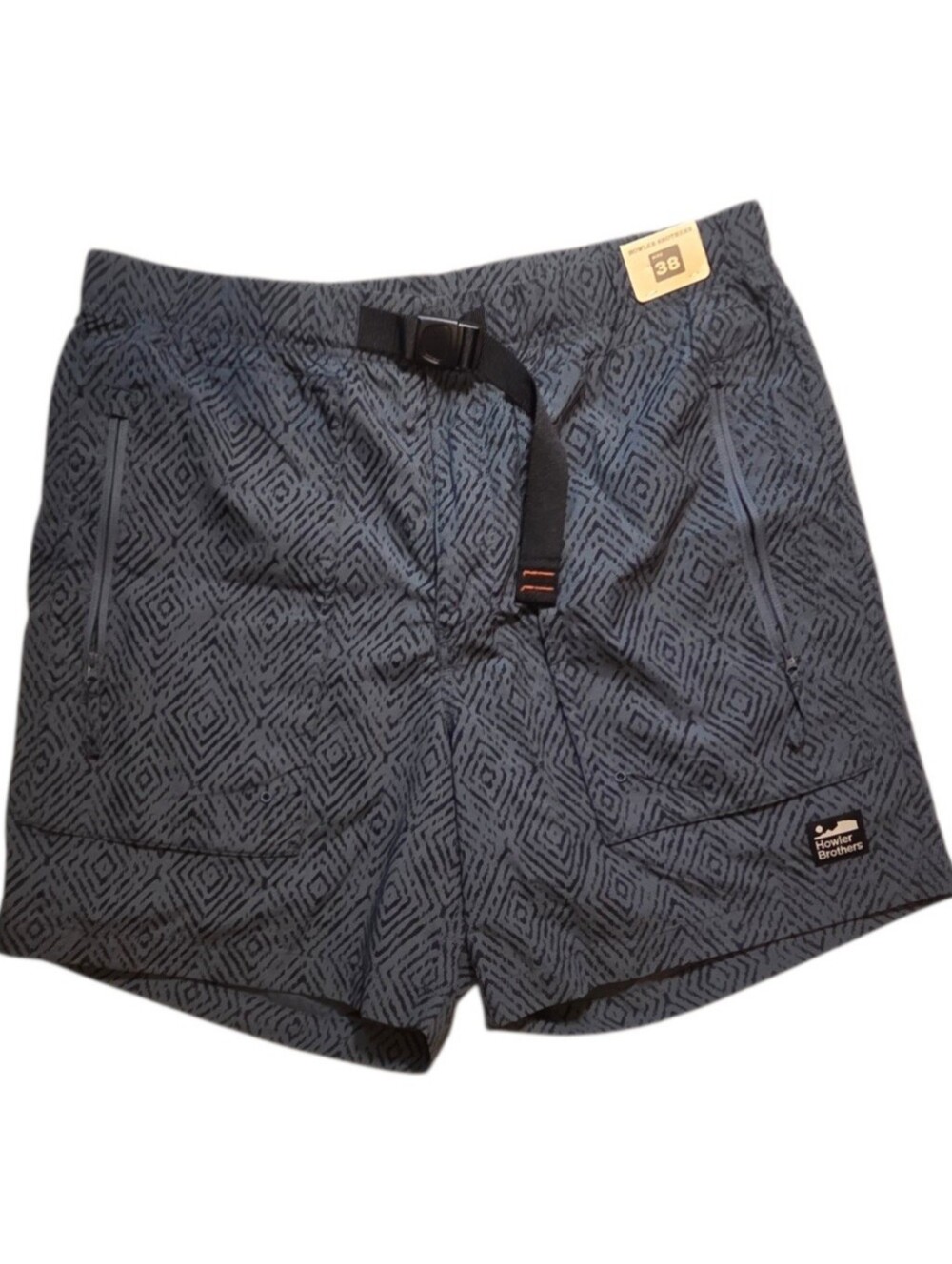 NWT Howler Brothers Shorts Hiking Outdoor Nylon Gray Zipper Pockets sz 38